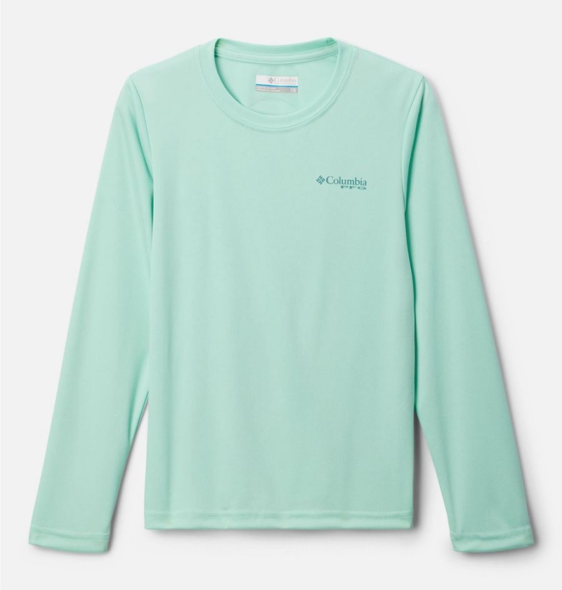 Columbia PFG Terminal Tackle Drag Time Long Sleeve Kids\' T-Shirt Green | DQCMVK-574