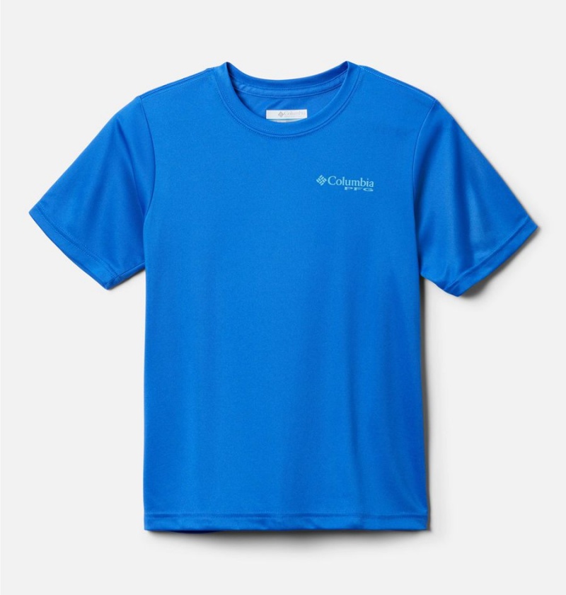 Columbia PFG Terminal Tackle Fish Flag Kids\' T-Shirt Blue | WPTXIE-256
