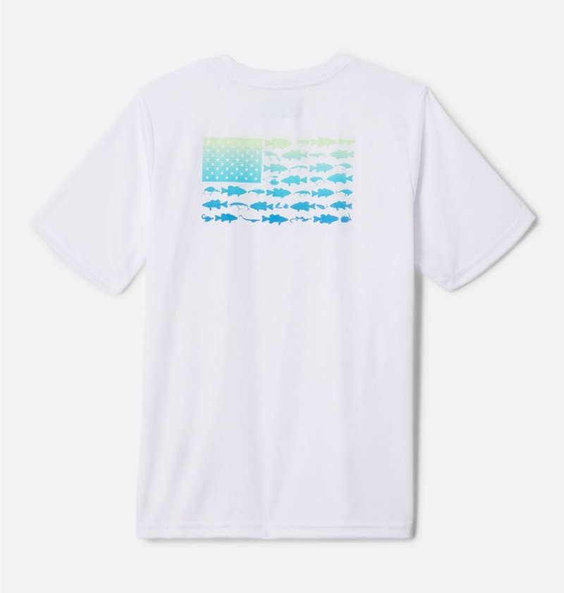 Columbia PFG Terminal Tackle Fish Flag Kids' T-Shirt White | JCLIQS-362