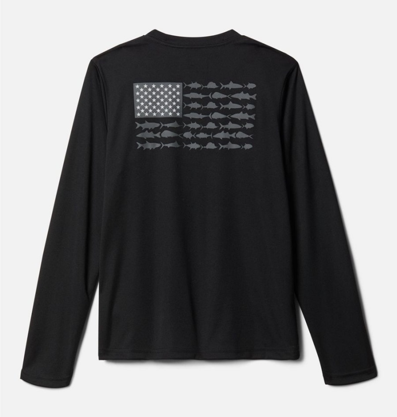 Columbia PFG Terminal Tackle Fish Flag Long Sleeve Kids' T-Shirt Black | TJCEVU-382