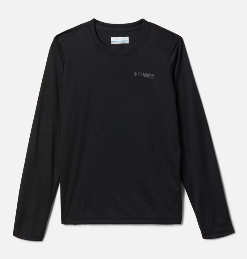 Columbia PFG Terminal Tackle Fish Flag Long Sleeve Kids\' T-Shirt Black | TJCEVU-382
