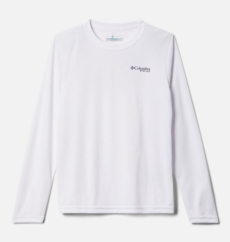 Columbia PFG Terminal Tackle Fish Flag Long Sleeve Kids\' T-Shirt White | YJPMLI-578