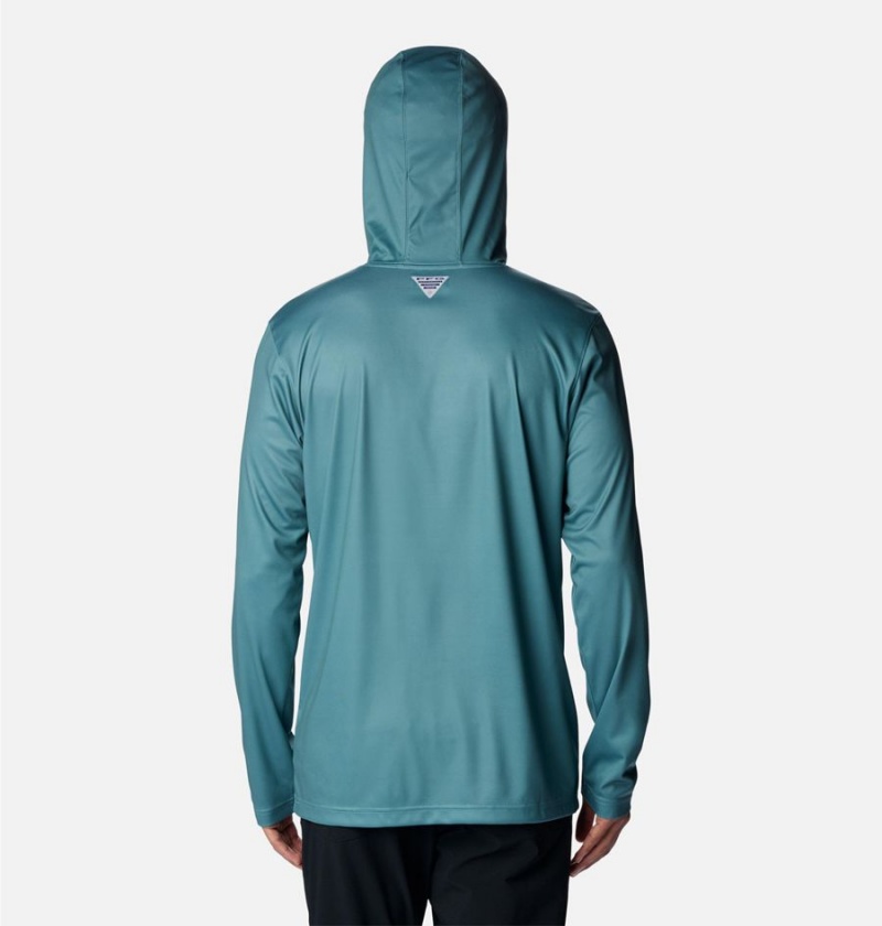 Columbia PFG Terminal Tackle Fish Flag Men's Hoodie Turquoise | DHCLWV-432
