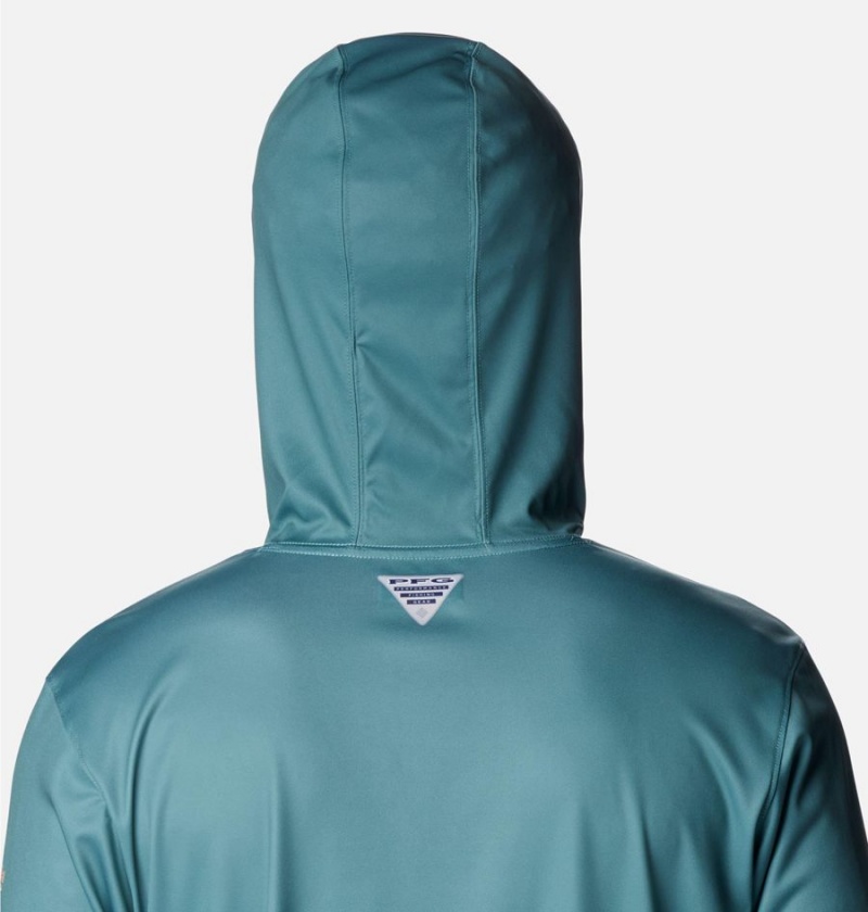 Columbia PFG Terminal Tackle Fish Flag Men's Hoodie Turquoise | DHCLWV-432