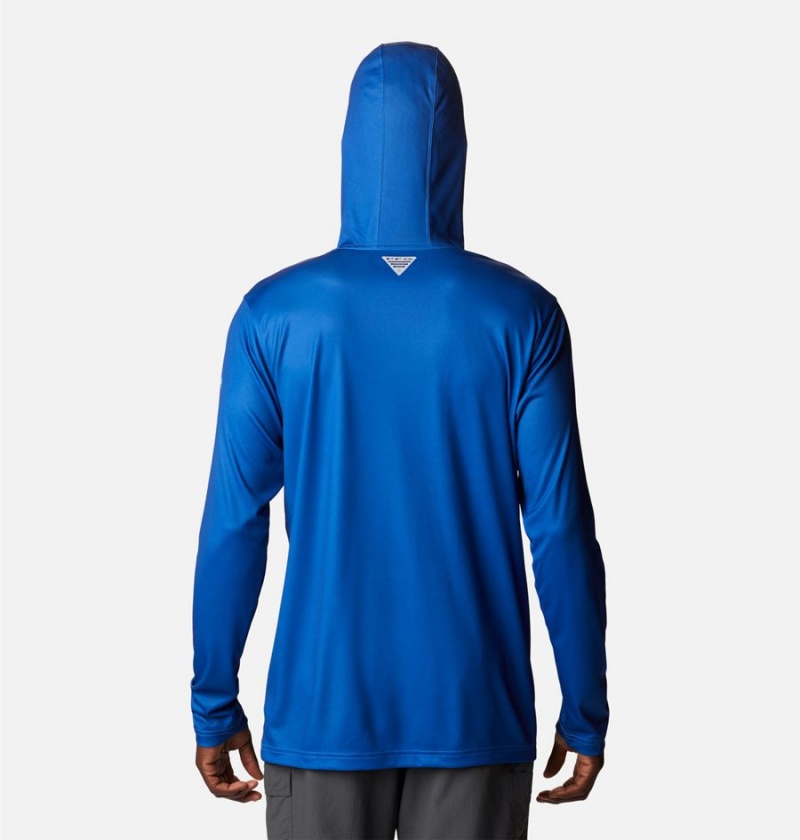 Columbia PFG Terminal Tackle Fish Flag Men's Hoodie Blue | ZJWECB-398