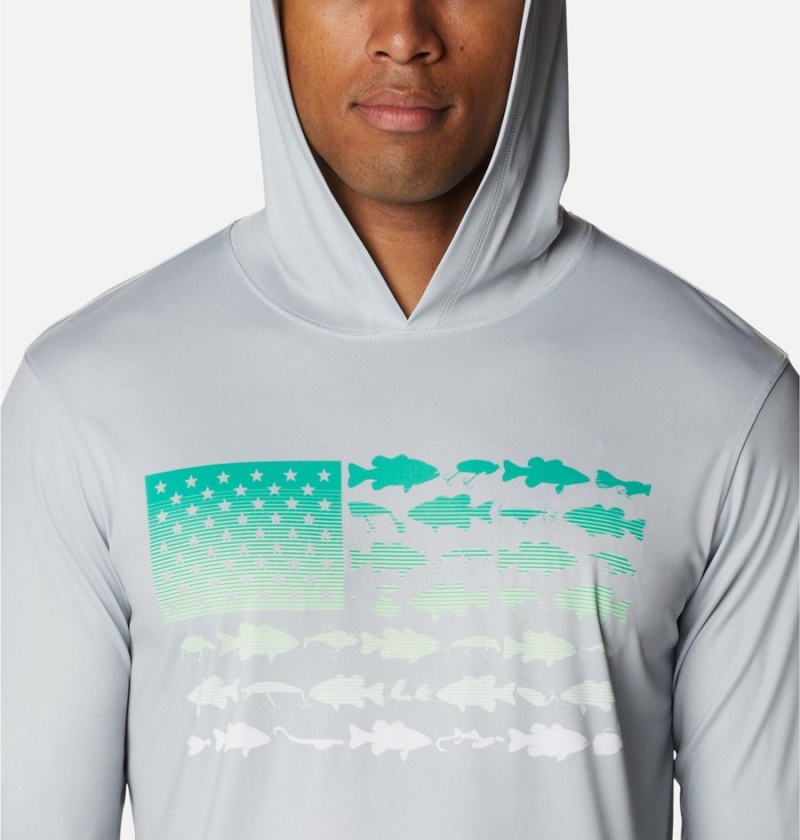 Columbia PFG Terminal Tackle Fish Flag Men's Hoodie Grey | QNBVLM-320