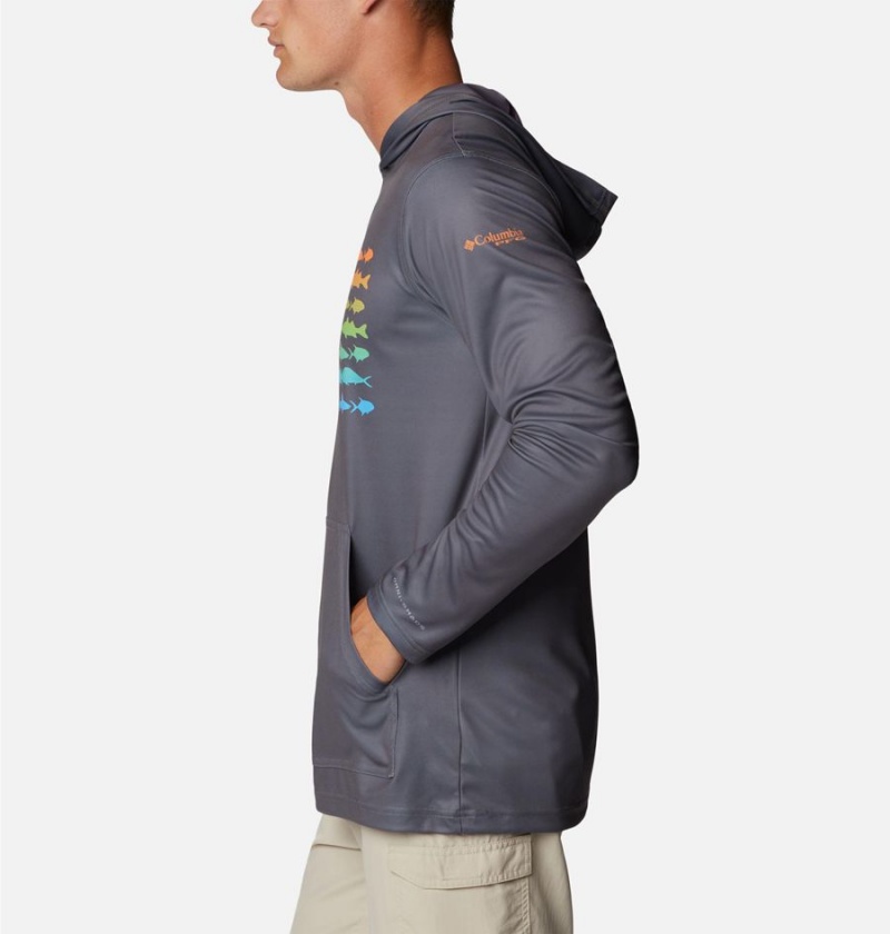 Columbia PFG Terminal Tackle Fish Flag Men's Hoodie Grey | MWJZYT-694