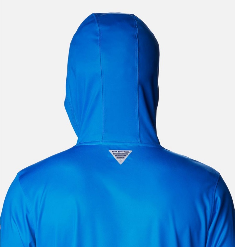 Columbia PFG Terminal Tackle Fish Flag Men's Hoodie Blue | TJNIPV-890