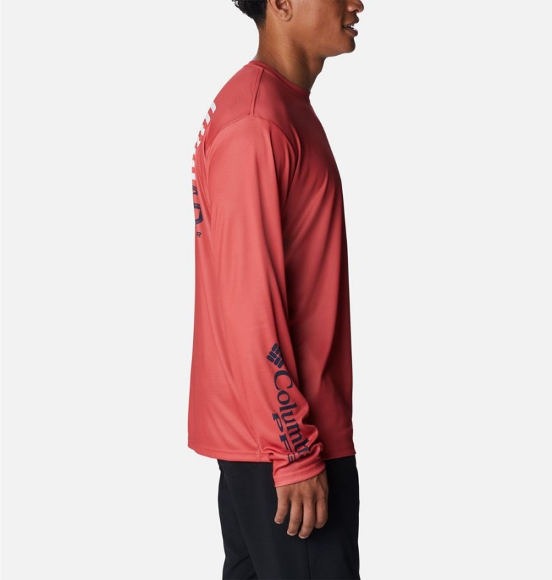 Columbia PFG Terminal Tackle Fish Star Long Sleeve Men's T-Shirt Red | NLQOWU-612