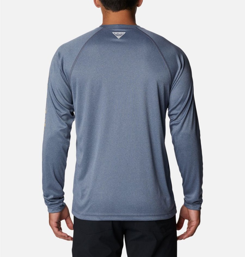 Columbia PFG Terminal Tackle Heather Long Sleeve Men's T-Shirt Blue | WVQMTG-581