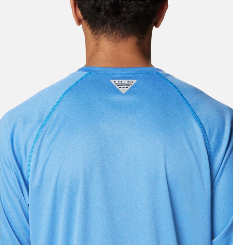 Columbia PFG Terminal Tackle Heather Long Sleeve Men's T-Shirt Blue | HITMYO-920
