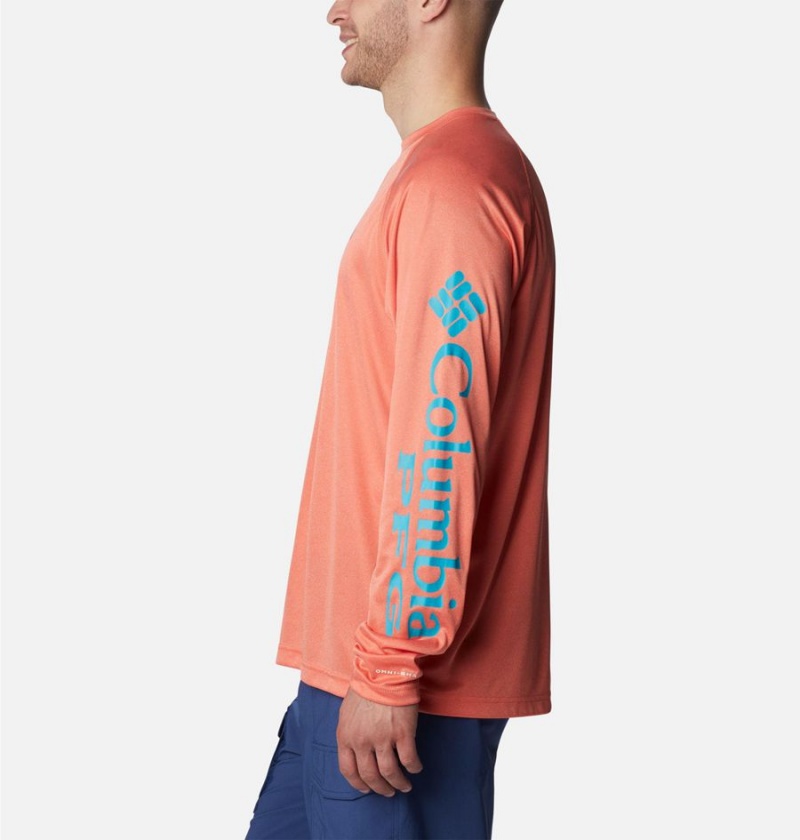 Columbia PFG Terminal Tackle Heather Long Sleeve Men's T-Shirt Orange | PTWSCY-095