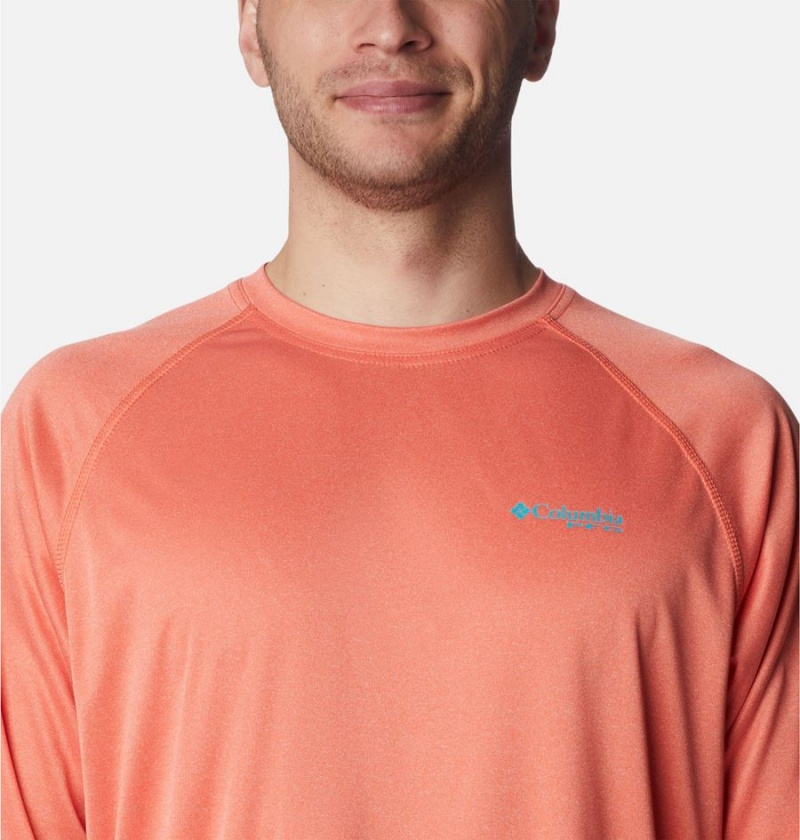 Columbia PFG Terminal Tackle Heather Long Sleeve Men's T-Shirt Orange | PTWSCY-095