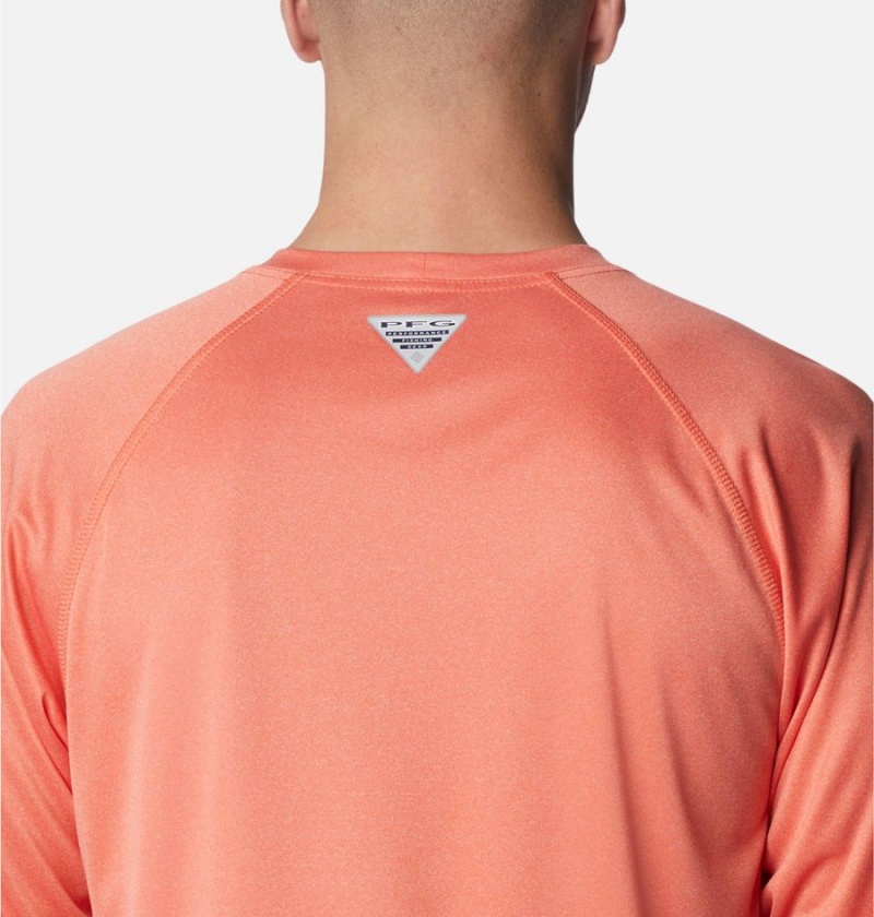 Columbia PFG Terminal Tackle Heather Long Sleeve Men's T-Shirt Orange | PTWSCY-095