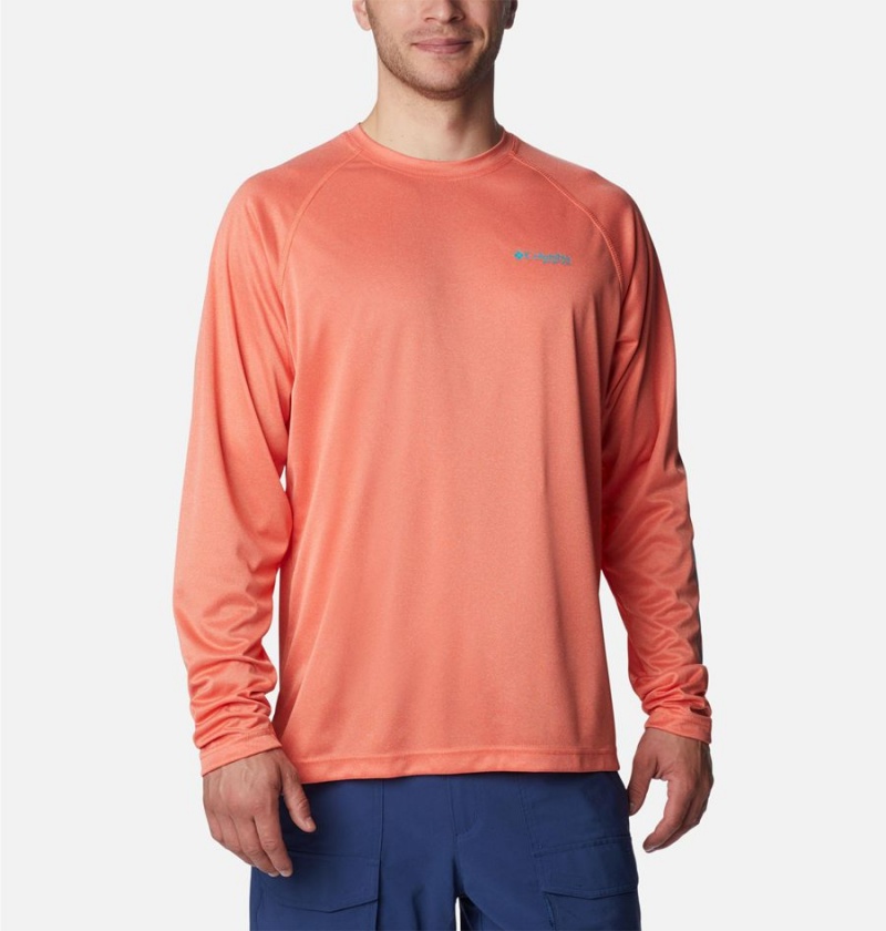 Columbia PFG Terminal Tackle Heather Long Sleeve Men\'s T-Shirt Orange | PTWSCY-095