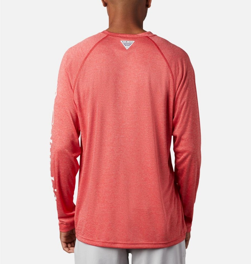 Columbia PFG Terminal Tackle Heather Long Sleeve Men's T-Shirt Red | JUYMOS-095