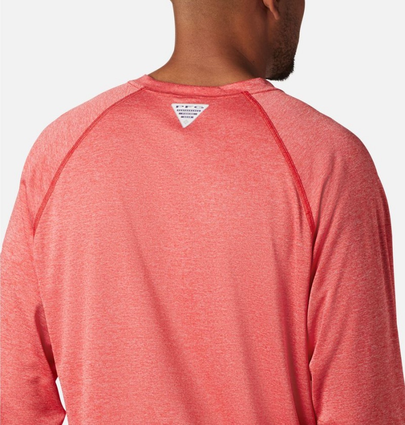 Columbia PFG Terminal Tackle Heather Long Sleeve Men's T-Shirt Red | JUYMOS-095