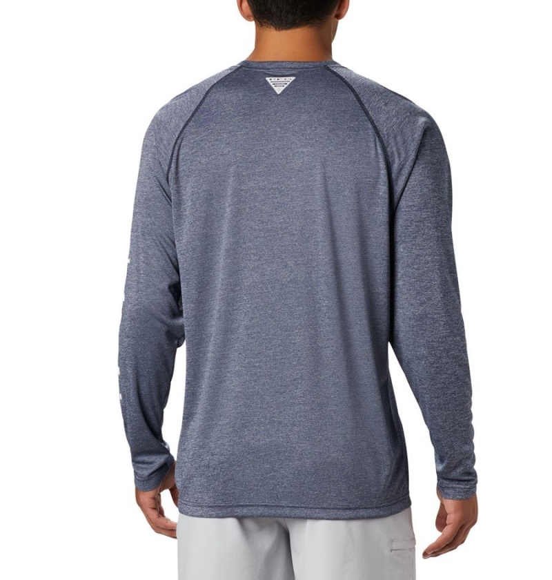 Columbia PFG Terminal Tackle Heather Long Sleeve Men's T-Shirt Blue | TKIOUF-925