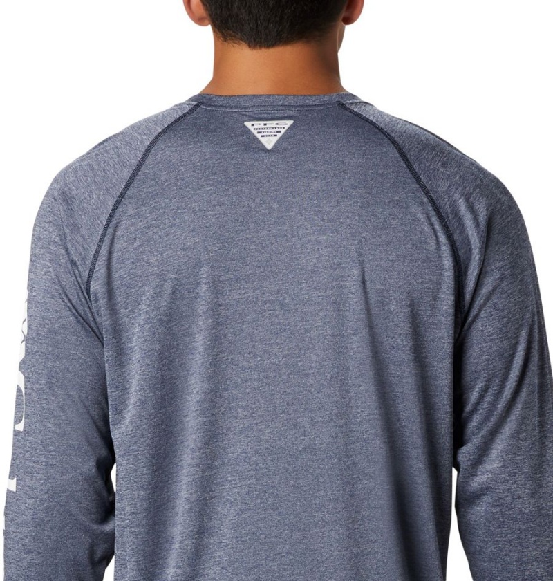 Columbia PFG Terminal Tackle Heather Long Sleeve Men's T-Shirt Blue | TKIOUF-925