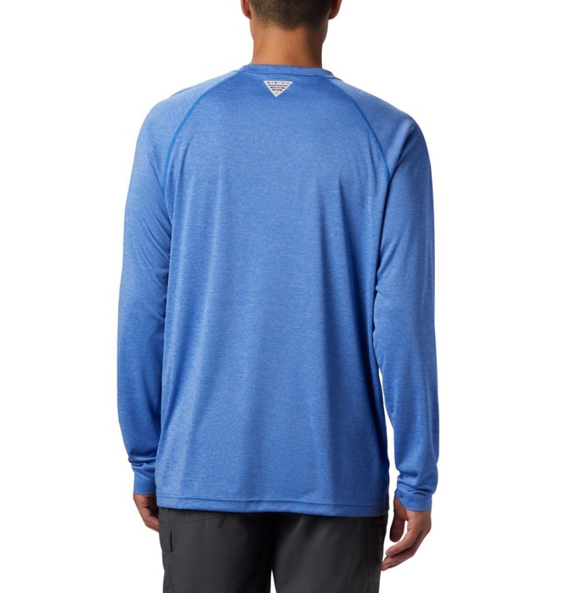 Columbia PFG Terminal Tackle Heather Long Sleeve Men's T-Shirt Blue | BWVDZP-128