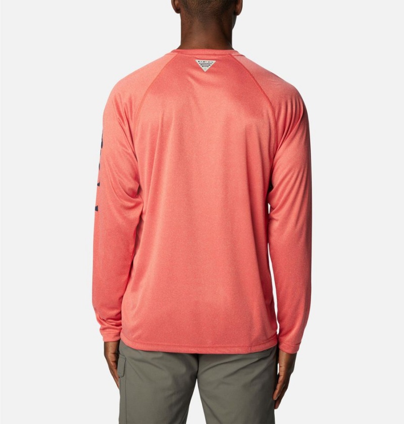 Columbia PFG Terminal Tackle Heather Long Sleeve Men's T-Shirt Red | VRAKMY-627