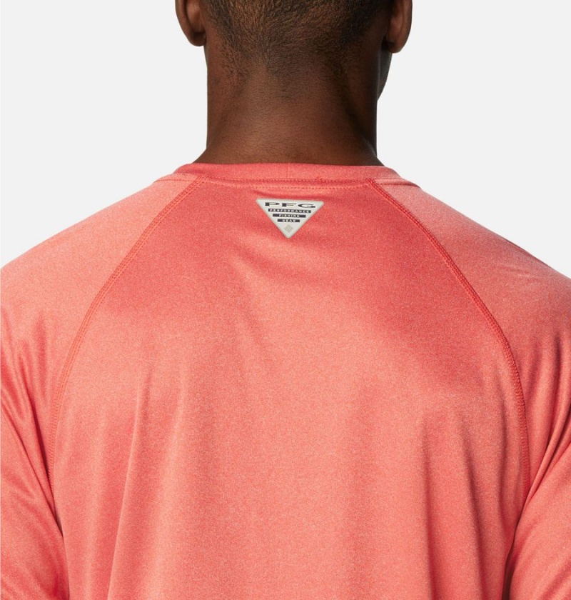 Columbia PFG Terminal Tackle Heather Long Sleeve Men's T-Shirt Red | VRAKMY-627