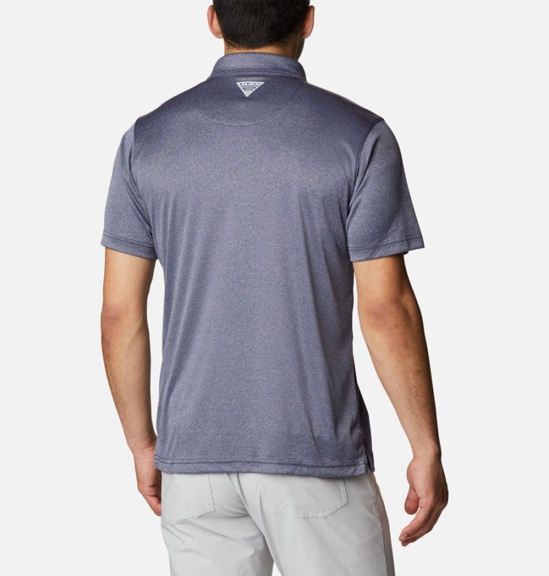 Columbia PFG Terminal Tackle Heather Men's Polo Shirt Blue | ULDEYF-148
