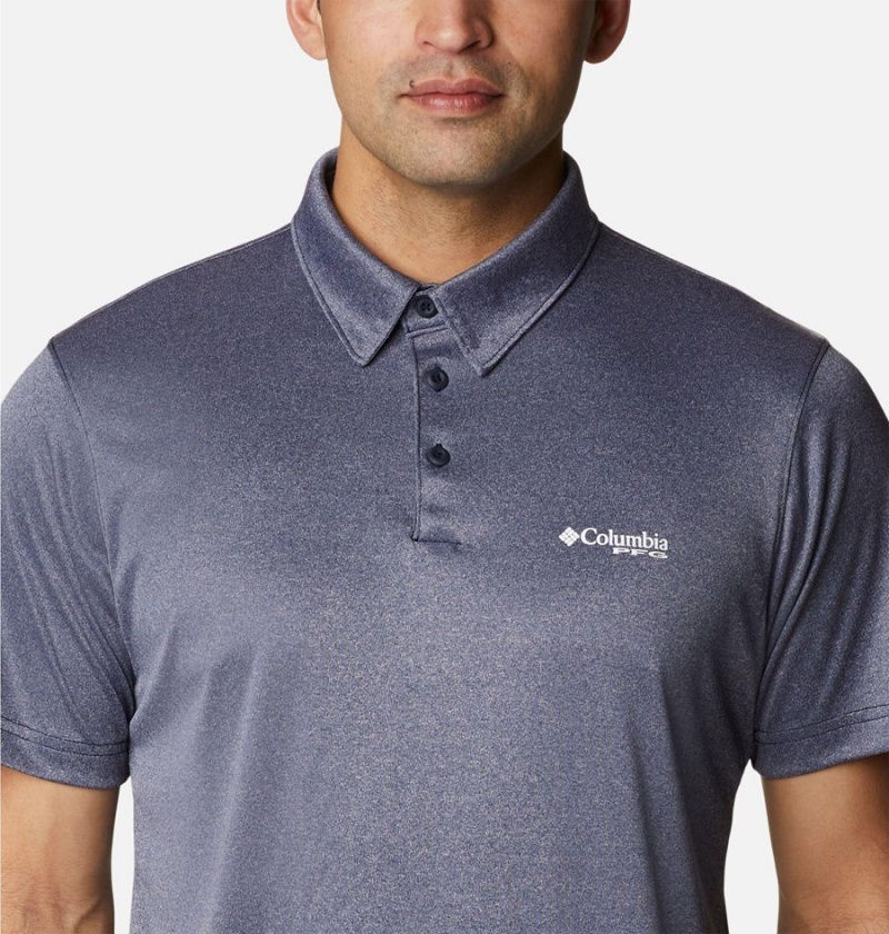 Columbia PFG Terminal Tackle Heather Men's Polo Shirt Blue | ULDEYF-148