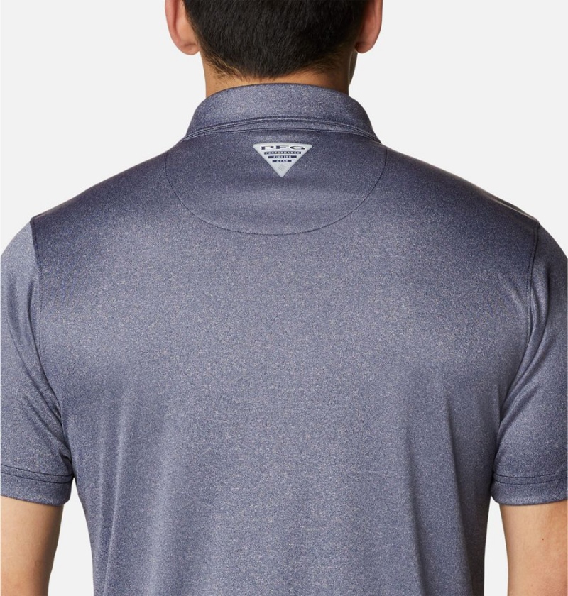 Columbia PFG Terminal Tackle Heather Men's Polo Shirt Blue | ULDEYF-148