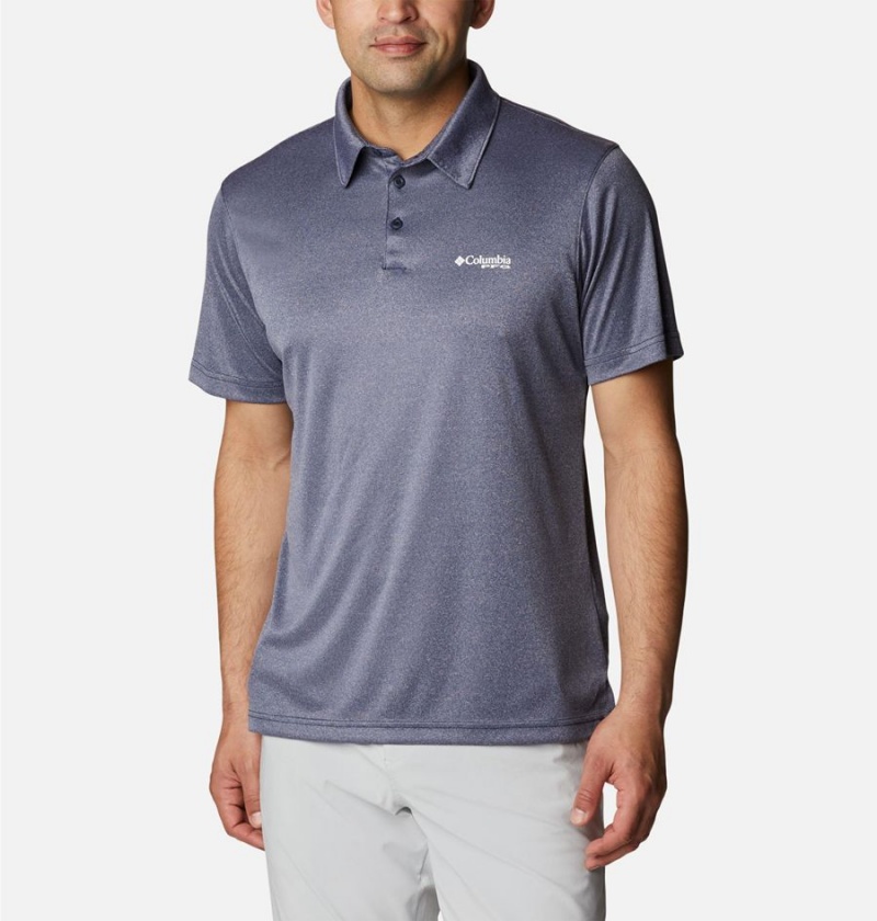 Columbia PFG Terminal Tackle Heather Men\'s Polo Shirt Blue | ULDEYF-148