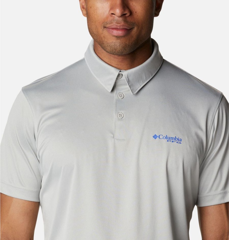 Columbia PFG Terminal Tackle Heather Men's Polo Shirt Grey | SYZEPK-803