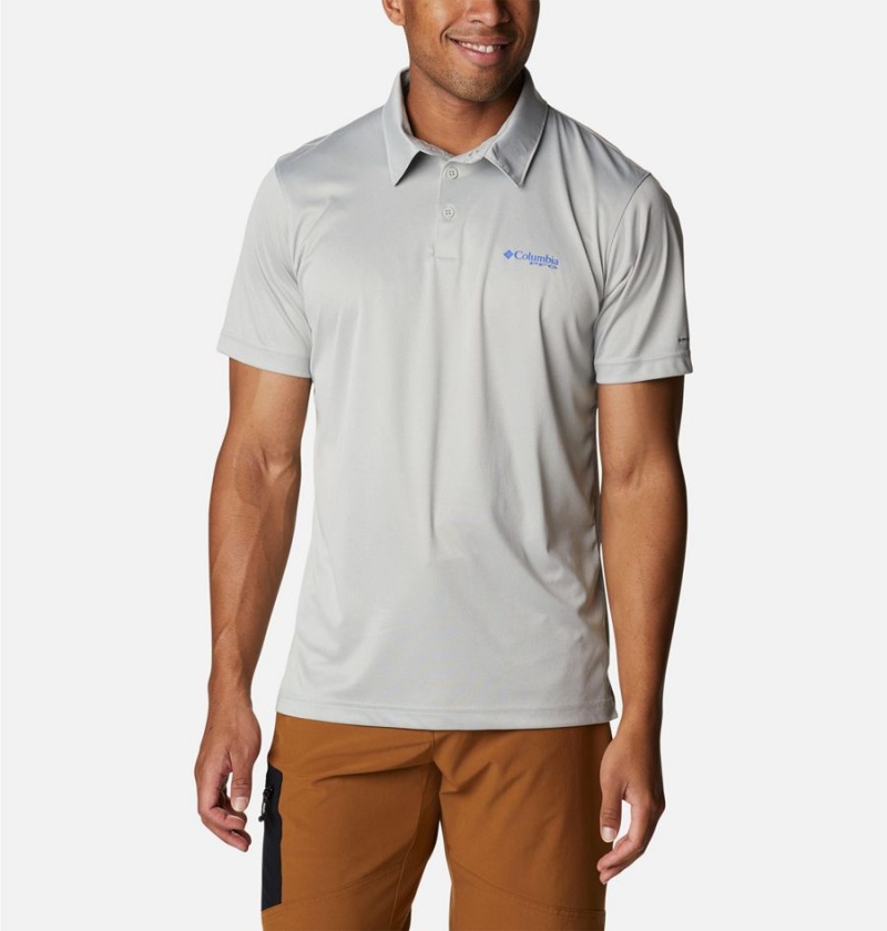 Columbia PFG Terminal Tackle Heather Men\'s Polo Shirt Grey | SYZEPK-803