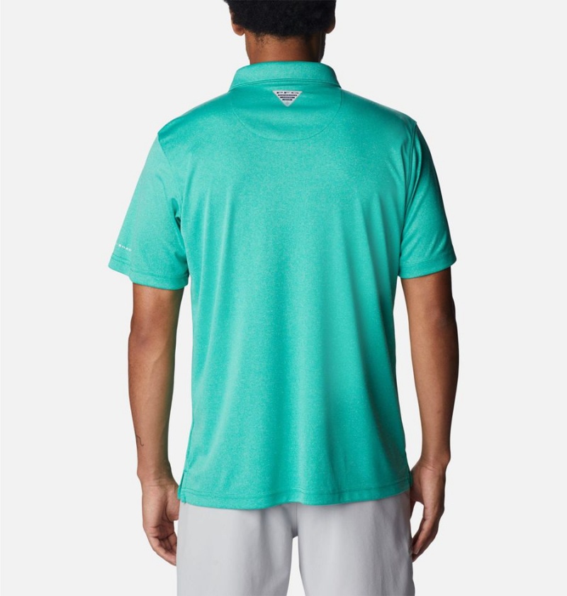 Columbia PFG Terminal Tackle Heather Men's Polo Shirt Blue | DVMBQZ-325