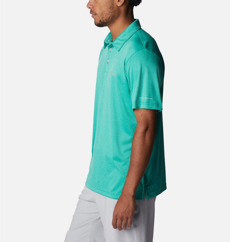 Columbia PFG Terminal Tackle Heather Men's Polo Shirt Blue | DVMBQZ-325