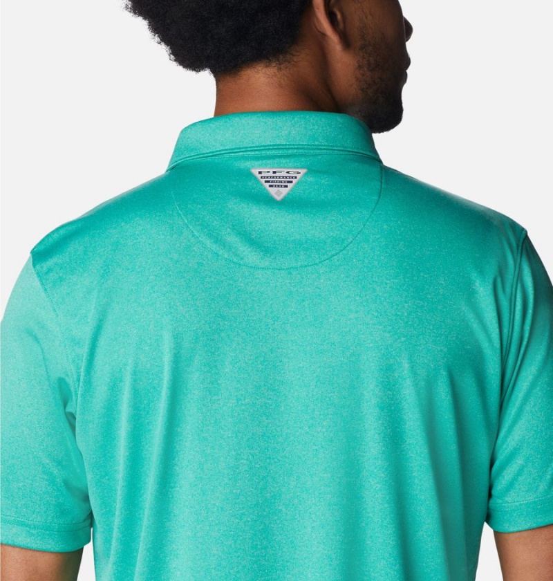 Columbia PFG Terminal Tackle Heather Men's Polo Shirt Blue | DVMBQZ-325