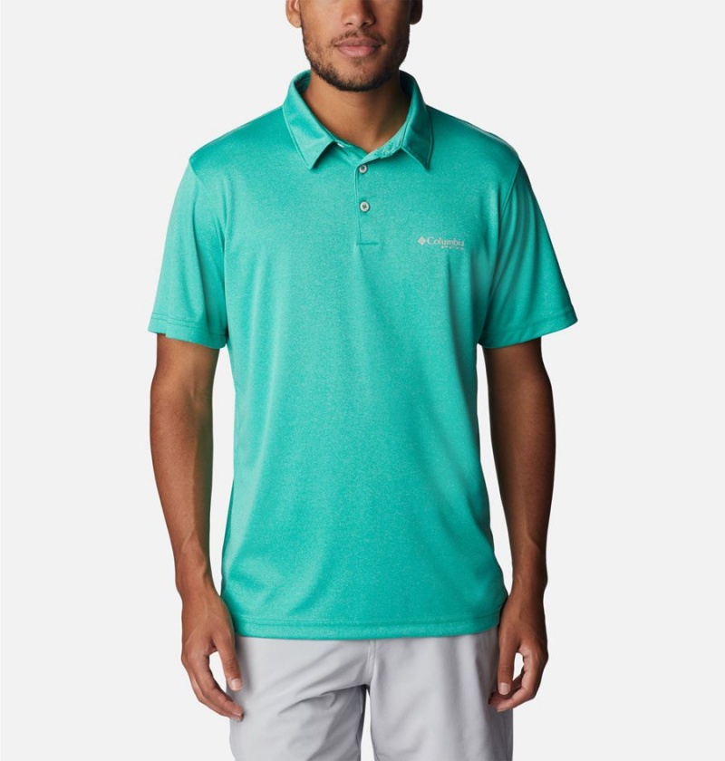 Columbia PFG Terminal Tackle Heather Men\'s Polo Shirt Blue | DVMBQZ-325