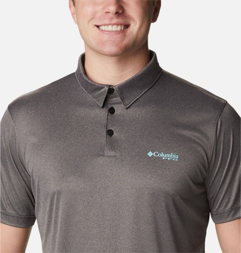 Columbia PFG Terminal Tackle Heather Men's Polo Shirt Brown | ODTGAS-719