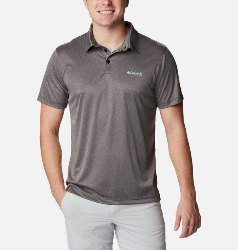 Columbia PFG Terminal Tackle Heather Men\'s Polo Shirt Brown | ODTGAS-719