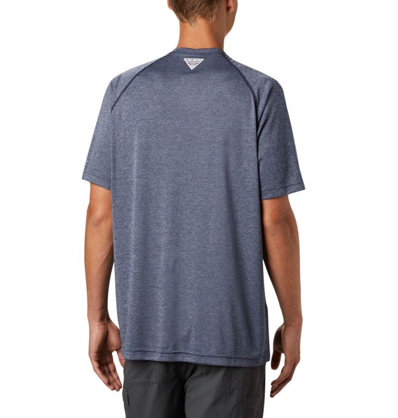 Columbia PFG Terminal Tackle Heather Short Sleeve Men's T-Shirt Blue | JBRPKW-718