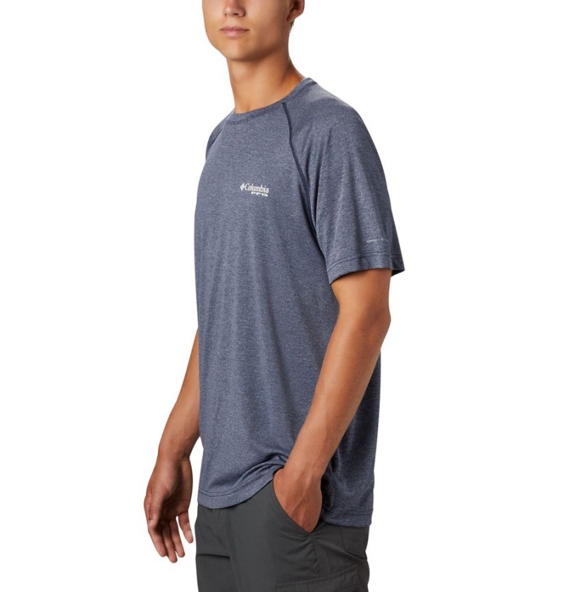 Columbia PFG Terminal Tackle Heather Short Sleeve Men's T-Shirt Blue | JBRPKW-718