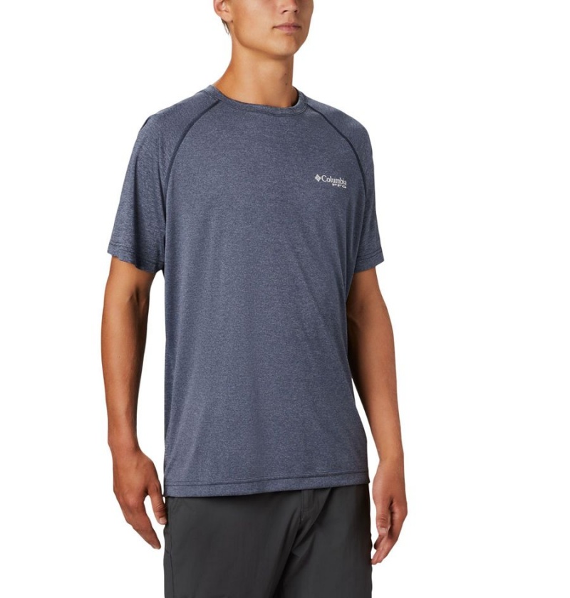 Columbia PFG Terminal Tackle Heather Short Sleeve Men's T-Shirt Blue | JBRPKW-718