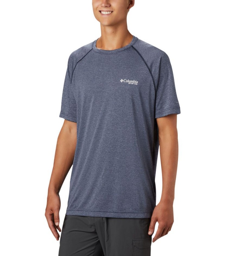 Columbia PFG Terminal Tackle Heather Short Sleeve Men\'s T-Shirt Blue | JBRPKW-718