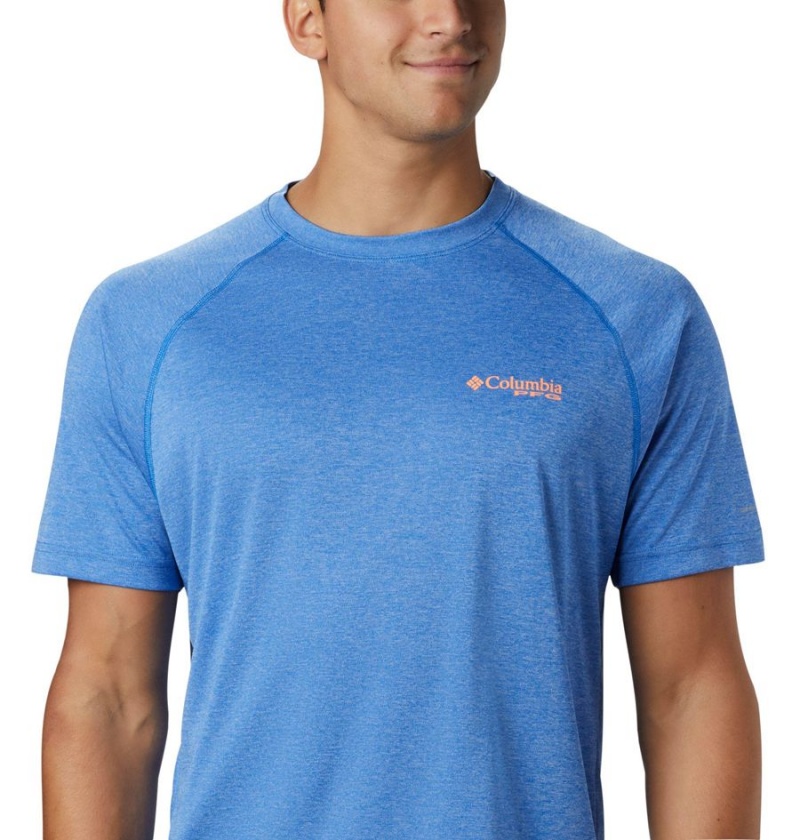 Columbia PFG Terminal Tackle Heather Short Sleeve Men's T-Shirt Blue | EKCTVY-204