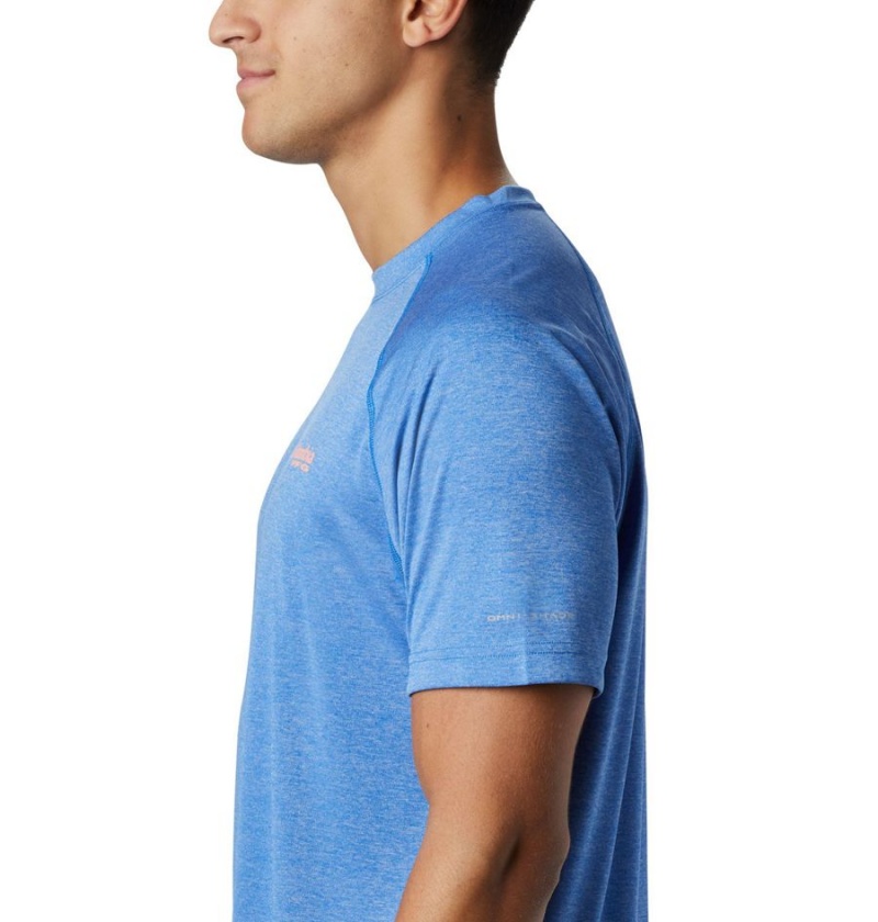 Columbia PFG Terminal Tackle Heather Short Sleeve Men's T-Shirt Blue | EKCTVY-204