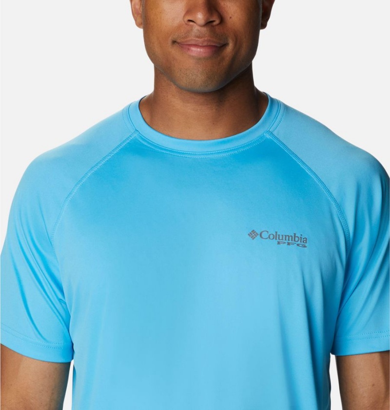 Columbia PFG Terminal Tackle Heather Short Sleeve Men's T-Shirt Blue | SHJMAG-183