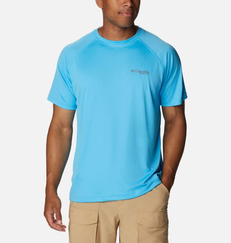 Columbia PFG Terminal Tackle Heather Short Sleeve Men\'s T-Shirt Blue | SHJMAG-183