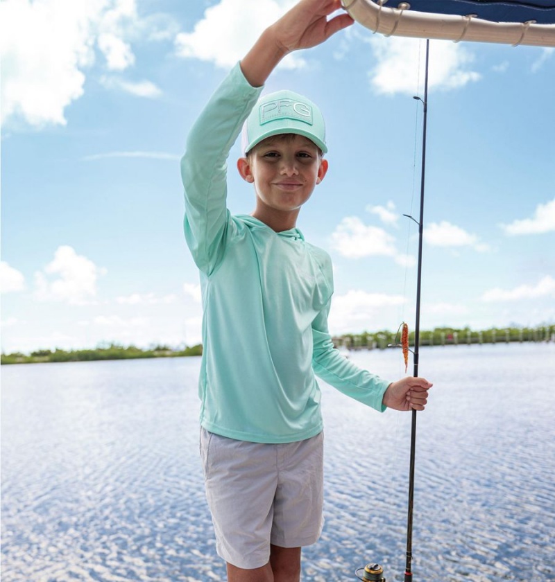 Columbia PFG Terminal Tackle Kids' Hoodie Turquoise | VPLJFT-278