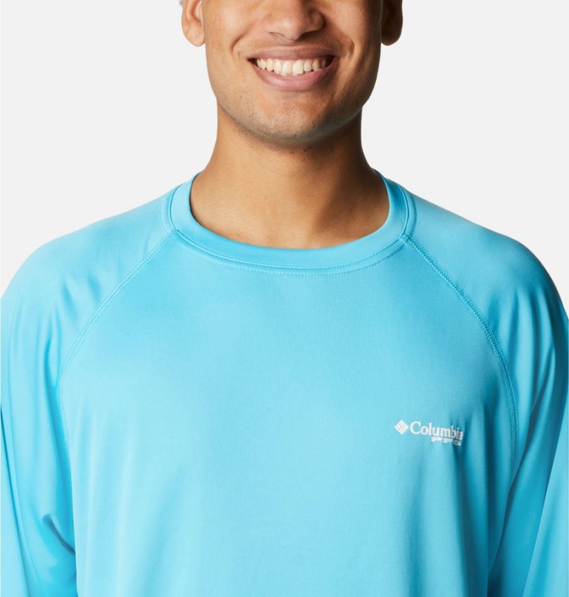 Columbia PFG Terminal Tackle Long Sleeve Men's T-Shirt Turquoise | RMBNDX-352
