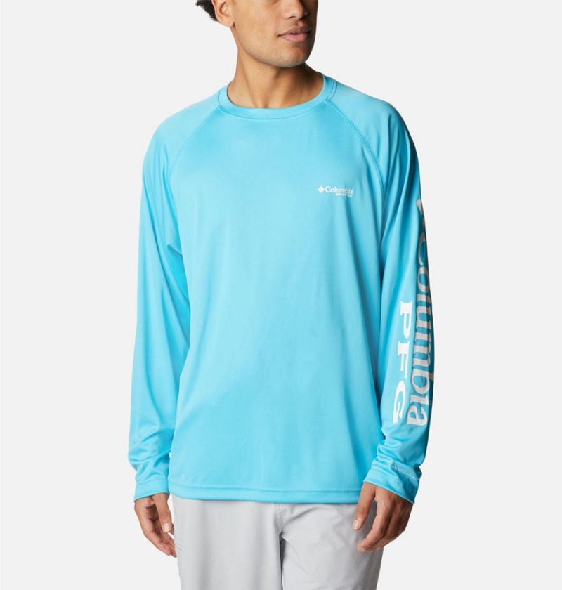 Columbia PFG Terminal Tackle Long Sleeve Men\'s T-Shirt Turquoise | RMBNDX-352