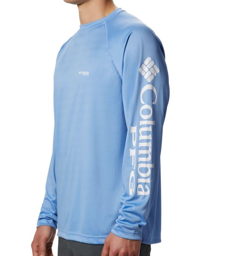 Columbia PFG Terminal Tackle Long Sleeve Men's T-Shirt Blue | GMQKRO-781